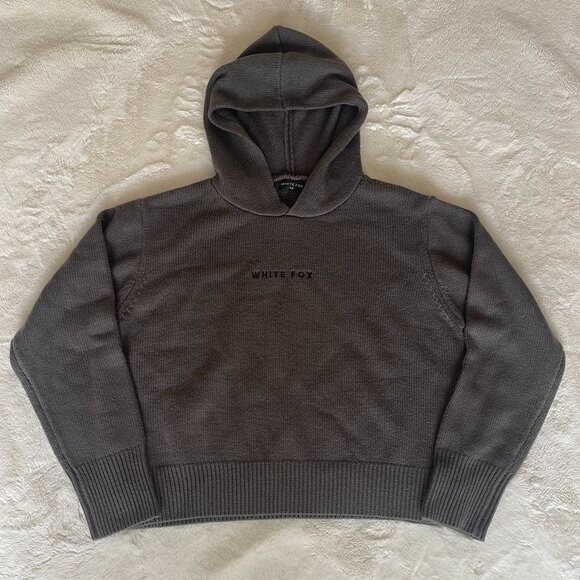 White Fox Women's It's Cool Knit Hoodie Charcoal Size: M-L - Picture 3 of 9